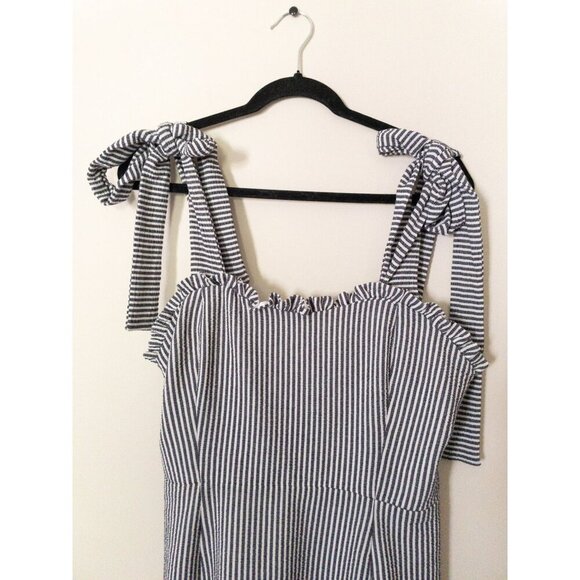 Koch Stella Mini Dress Ruffle Hem Striped Tie Straps M 8-10 - Picture 7 of 16